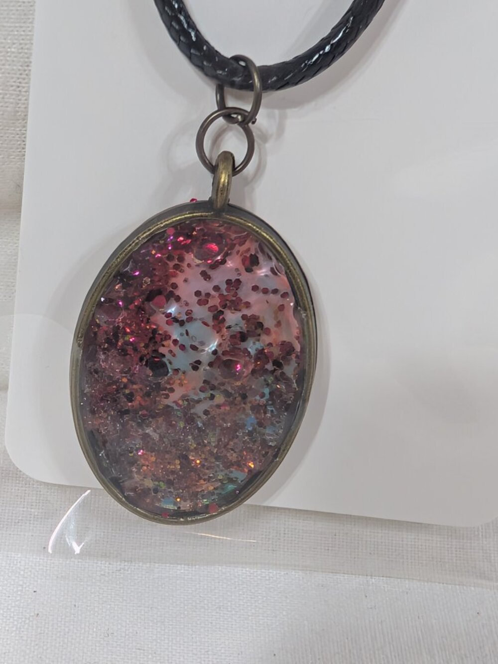 Oval-Stained Glass Necklace Multicolored